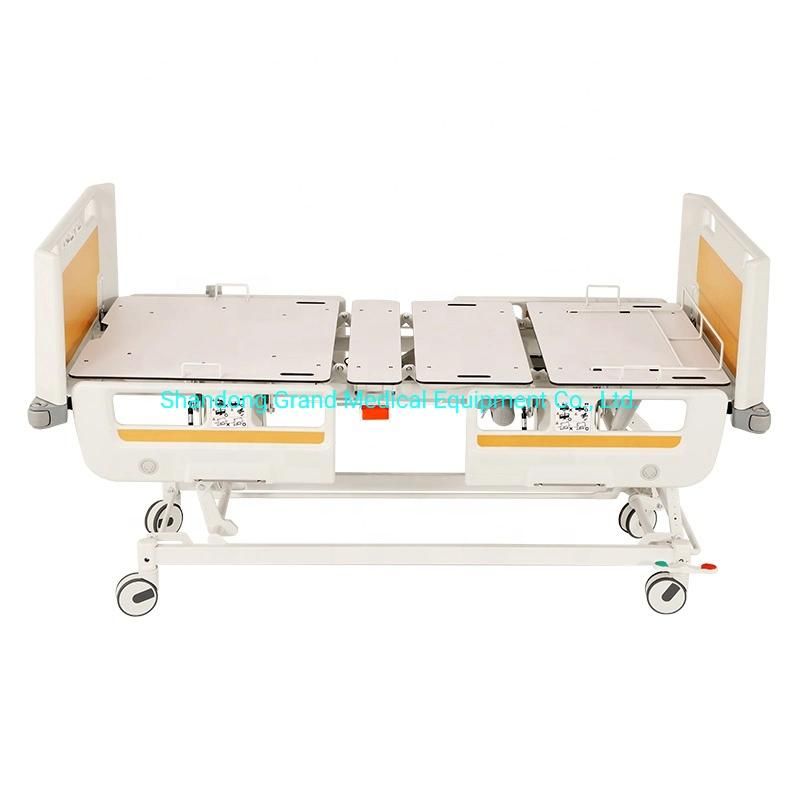 ICU Nursing Bed Electric Adjustable Hospital Bed for Sale Paramount Patient Medical 5 Function Portable Electric Folding Nursing Bed with Guardrail