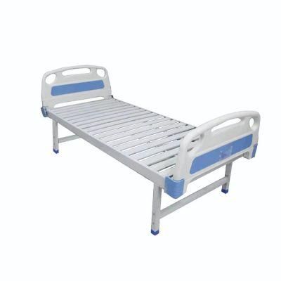 Flat Hospital Bed Medical/Patient/Nursing/Fowler/ICU Bed Manufacturer Hospital Bed with Mattress and I. V Pole