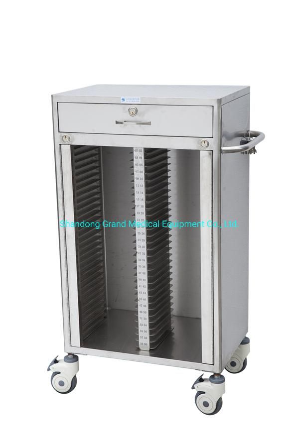 Germany Quality Hospital Equipment Manufacture Mobile Patient File Medical Cart Stainless Steel Medical Record Trolley Hospital Case History Folder Trolley