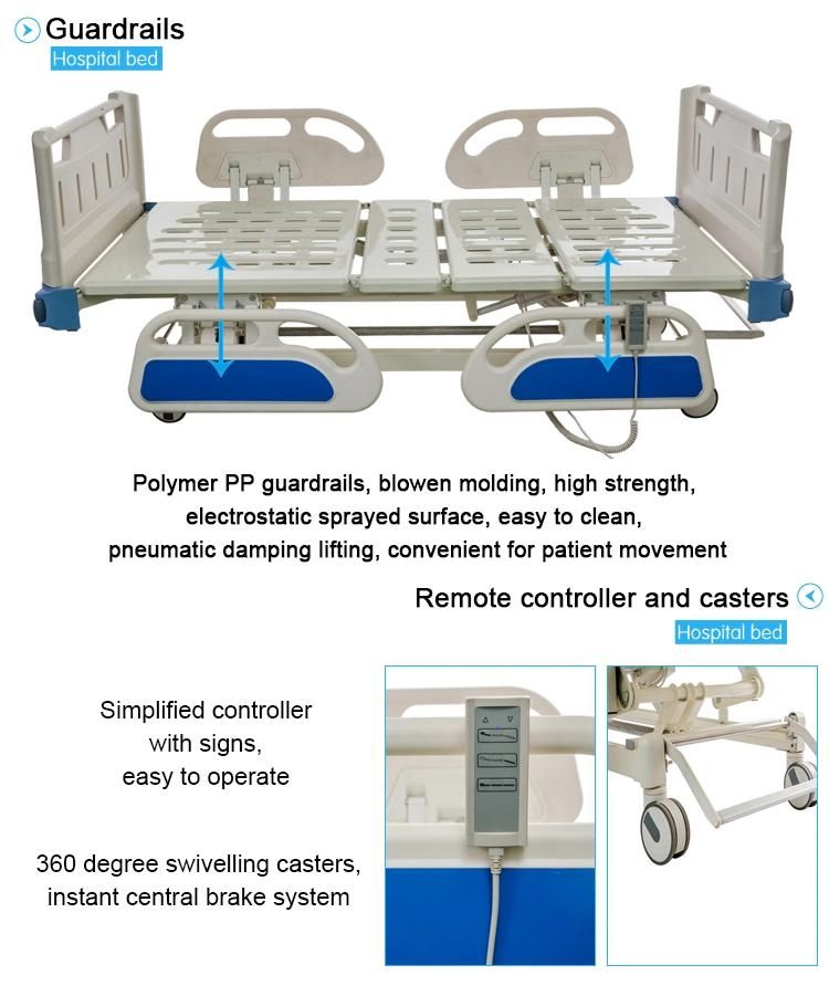 Hospital Equipment Full Electric Adjustable Medical Bed on 4 Sections