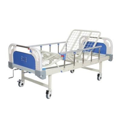 in Stock China Wholesale Hand Control Adjustable 2 Function Manual Two Cranks Hospital Medical Bed Med Beds for Sale