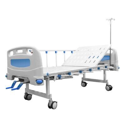 Medical Equipment Two Function Manual Hospital Bed ABS Head Aluminium Folding Siderails