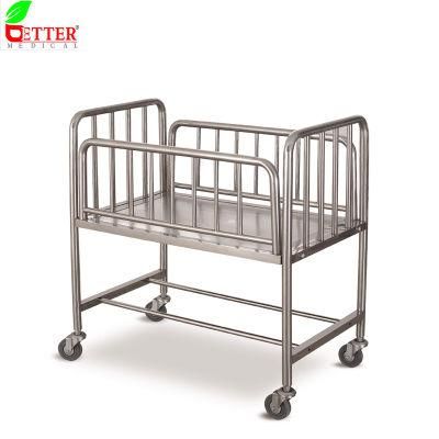 Cheap Stainless Steel Hospital Baby Crib with Mattress