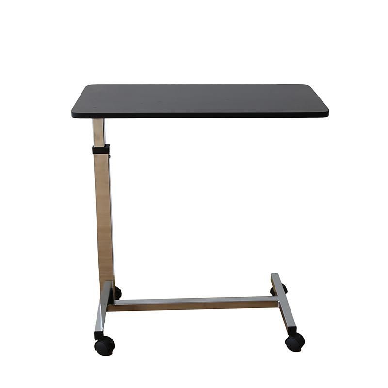 CE Adjustable Medical Gas-Spring Overbed Table with Wood for OEM Medline
