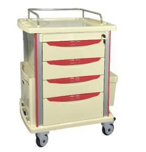 Customized Hospital Medical ABS Drug Medicine Delivery Trolley with 4 Drawers