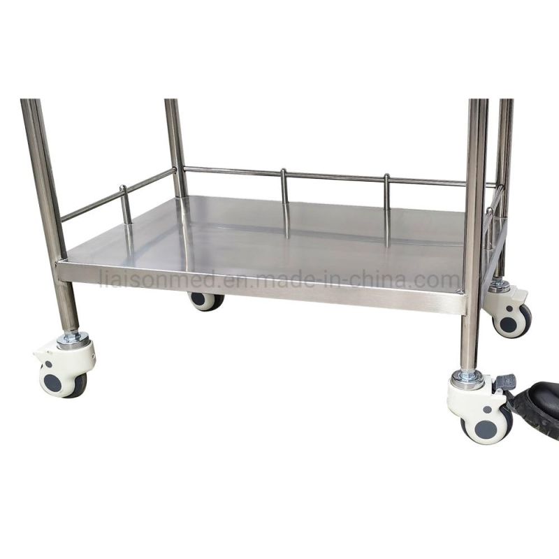 Mn-SUS019A Medical Treatment Tablet Cart Trolley 3-Tier Utility Trolley with Locking Casters for Hospital Clinics