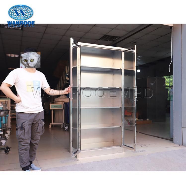 Bss052 Stainless Steel Medical Pharmacy Storage Drug Cabinets Cupboard with Glass Doors