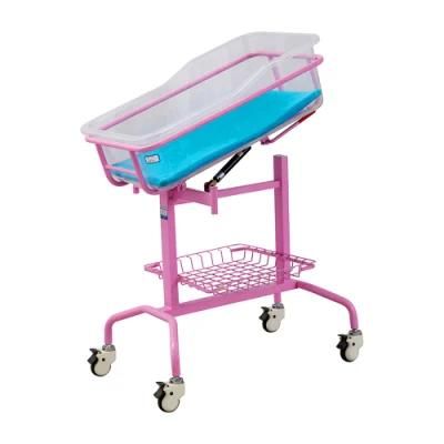 Hospital Medical Stainless Steel Adjustable Baby Crib Mobile Baby Medical Bed