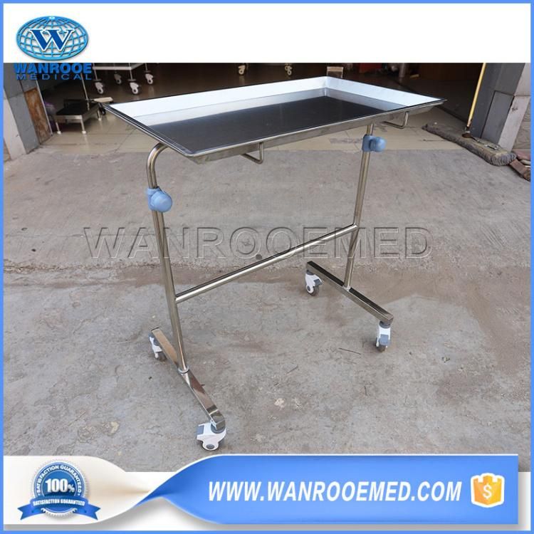 Bss001 Stainless Steel Hospital Crash Cart Medical Surgical Adjustable Stand Mayo Tray Trolley