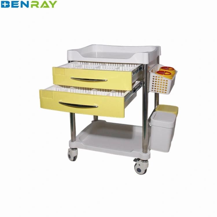 Hospital Cart Emergency Equipment with Wheels ABS Clinical Trolley
