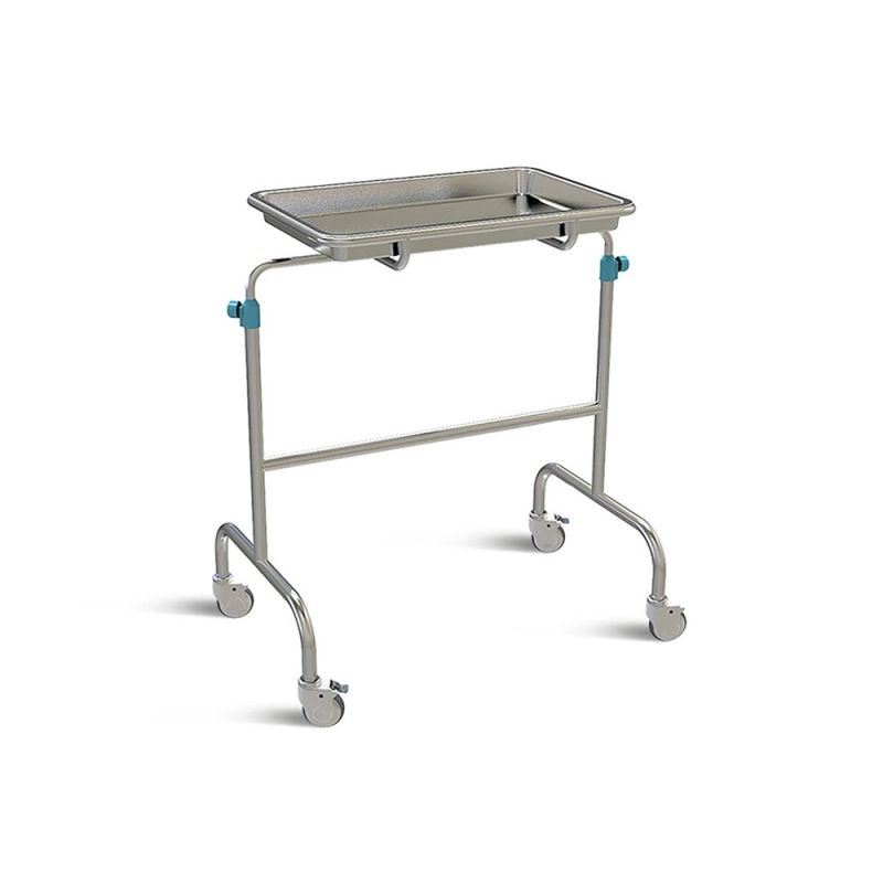 Square Tray Medical Standing Trolley Mayo Table Instrument Trolley