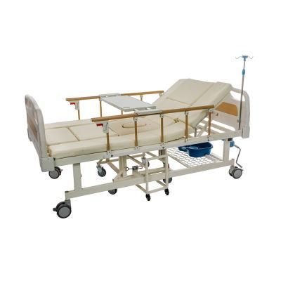 Manual Adjustable Medical 5 Functions Hospital Bed with Wheelchair