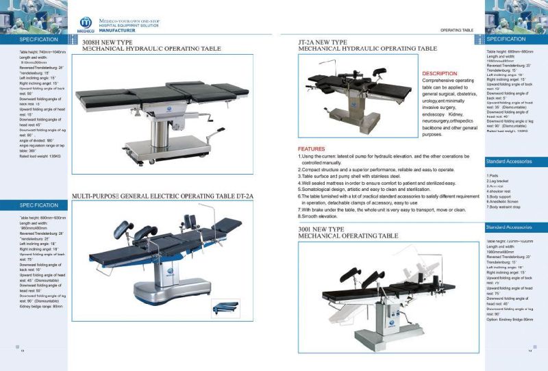 3008h Hospital Surgical Instrument New Type Mechanical Hydraulic Operation Table