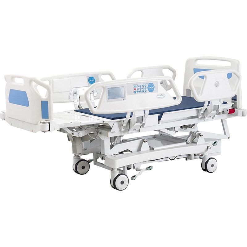 Luxury Metal Multifunction Folding Medical Furniture Adjustable Electric ICU Nursing Hospital Bed with Casters