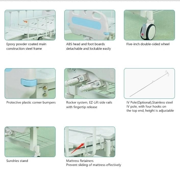 Hot Sale China Hospital Bed Manual Three Function Hospital Patient Bed for Hospital Equipment