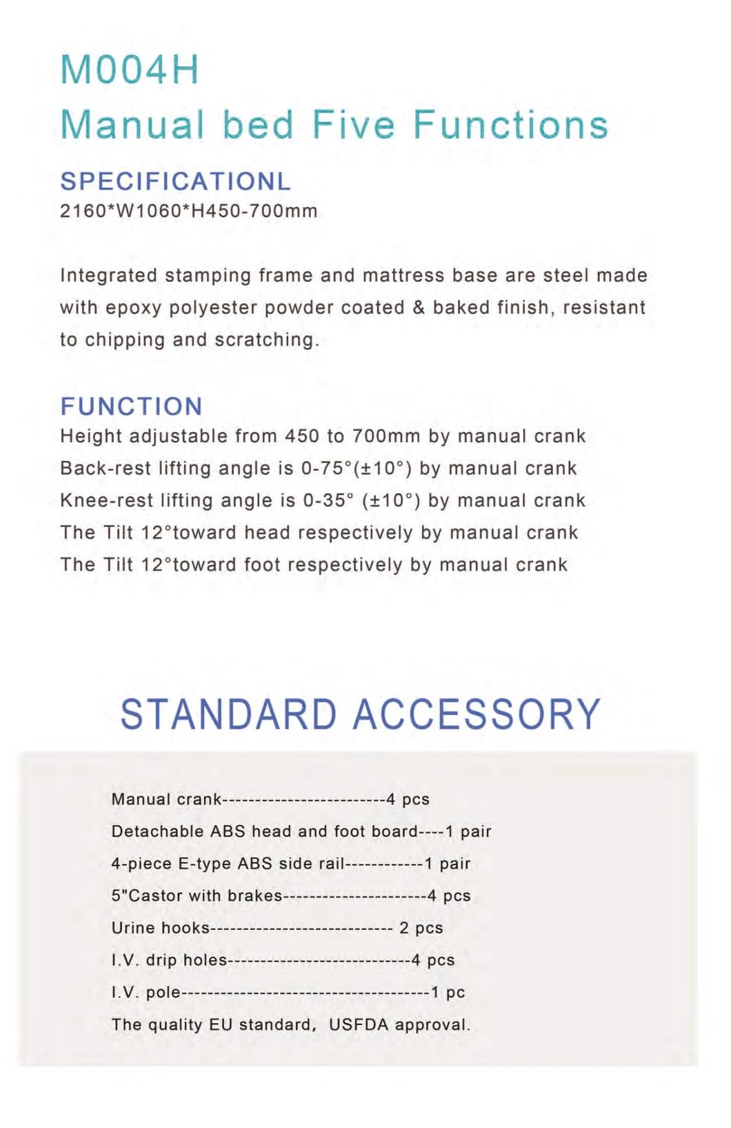 Hospital 4 Cranks Manual Clinic Patient Medical Hospital ICU Care Bed