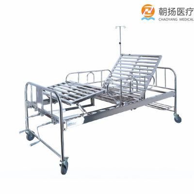 Remarkable Quality and Reasonable Price Two Cranks Manual Medical Patient Hospital Bed for Clinic Hospital