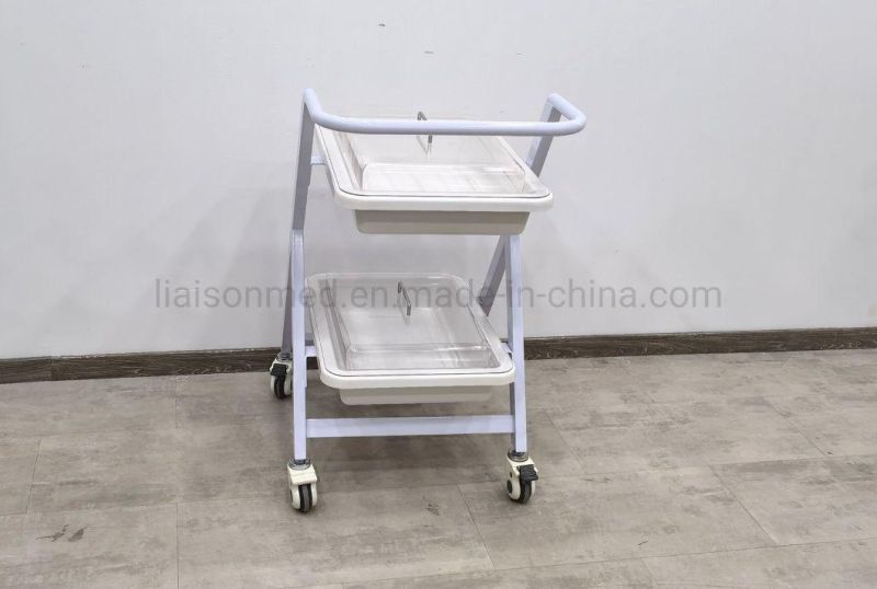 Mn-SUS019 Treatment Nursing Emergency Cart with Layers and Two Drawers