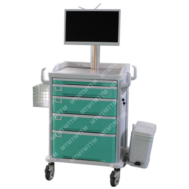 Mobile Computer Cart Medical Monitor Trolley ABS Doctor Trolley