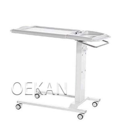 Stainless Steel Height-Adjustable Patient Dining Table Good Price Clinic Movable Hospital Overbed Table