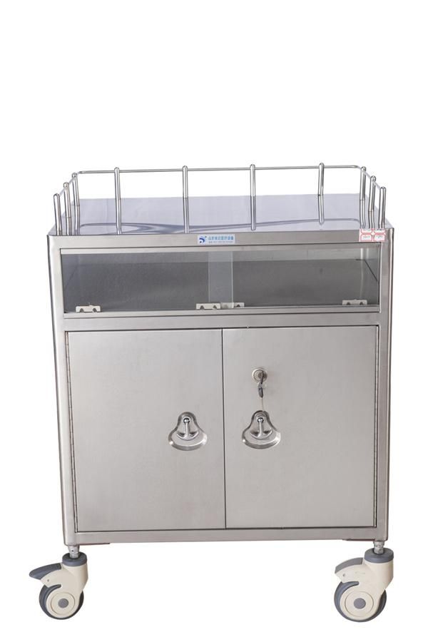 Stainless Steel Medical Movable Nursing Cart Hospital Half Closed Emergency Trolley