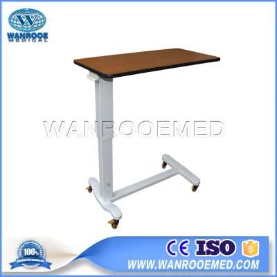 Bdt002b Hospital Mobile Height Adjustable Over Bed Table with Wooden Board
