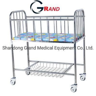 Best Selling Hospital Baby Cot Stainless Steel Baby Trolley Bedside New-Born Baby Bed