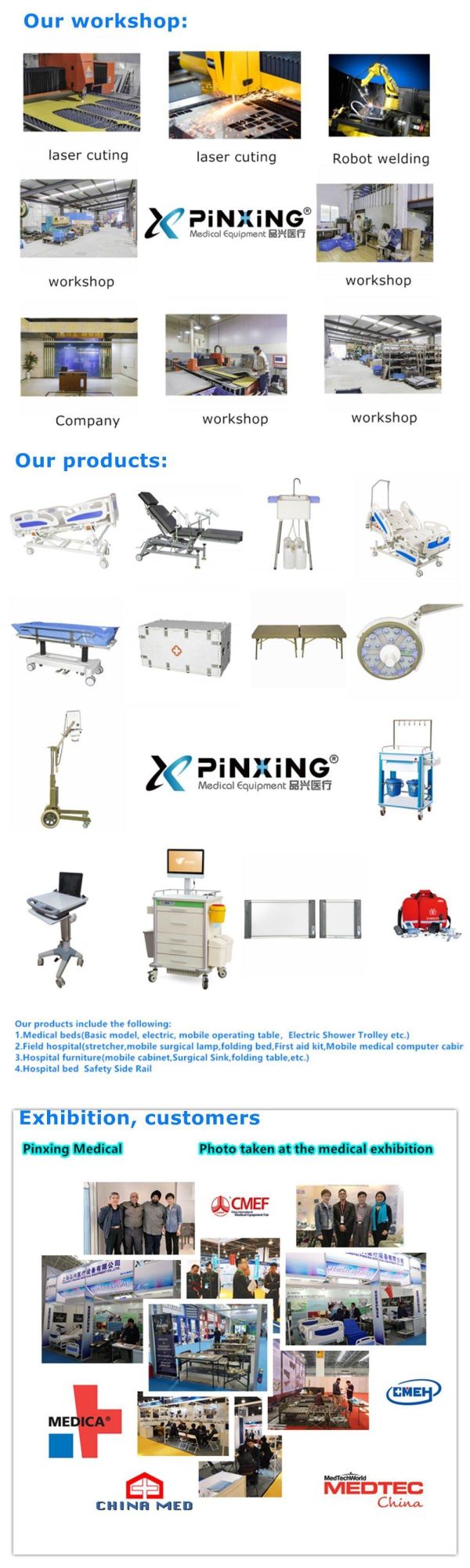 Customized Practical Premium Quality CE Certified Hospital Beds for Sale