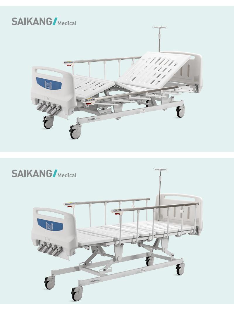 B4w Saikang Factory Metal 4 Canrk Multifunction Foldable Medical Patient Manual Hospital Bed Manufacturers