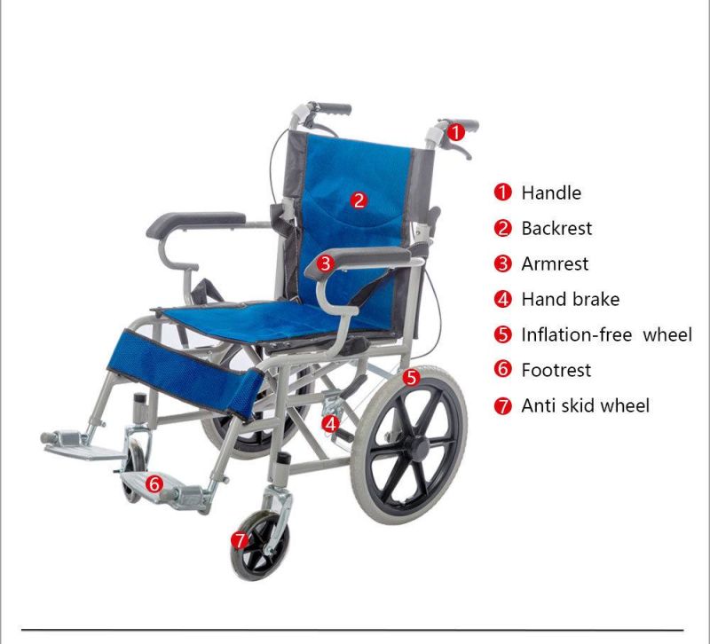 Best Sell Portable Lightweight Manual Wheelchair for Disabled 16s