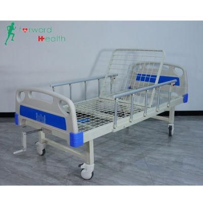 Medical Equipment Manual One Function Single Crank Hospital Bed with Casters Manufacturers