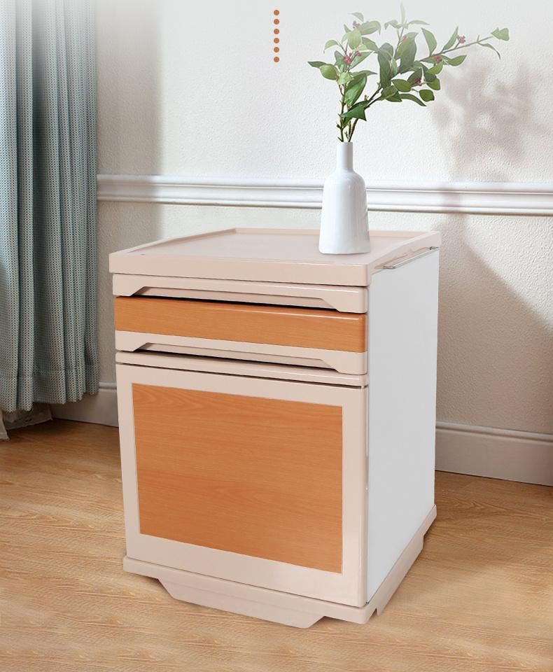 Professional Design Movable ABS Material Hospital Furniture Hospital Bedside Cabinets Locker Patient Bedside Tables Night Table with 2 Drawers in Patient Rooms