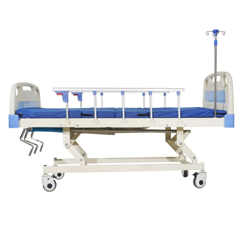 Home Care Equipment Stainless Steel Recliner Chair Guard Side Rail Transfer 3 Function ABS Manual Multi-Function Adjustable Nursing Hospital Bed for Sale