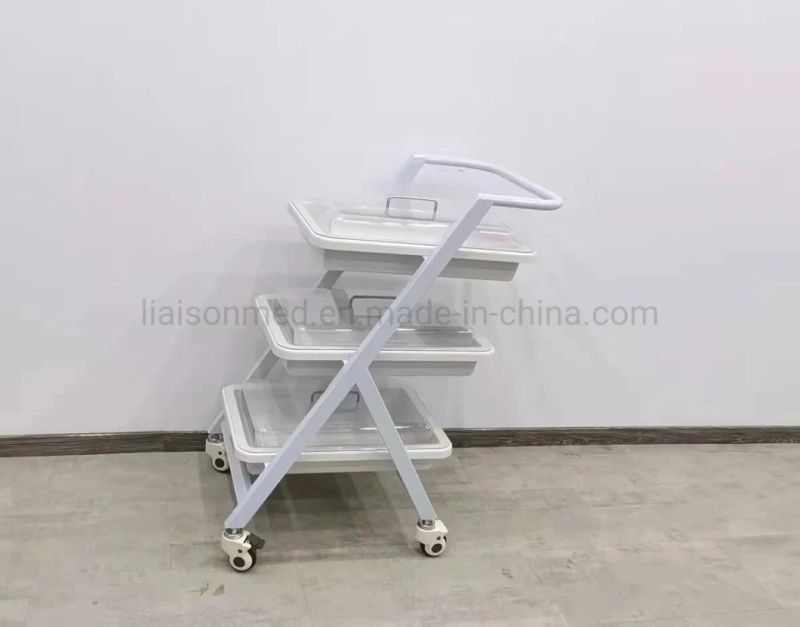 Mn-SUS019A Three Layers 304 Stainless Steel Instrument Trolley Colonoscopy Trolley