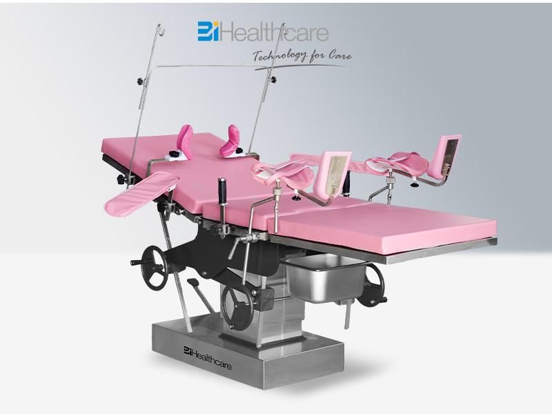 Hospital Equipment Stainless Steel Delivery Table, Gynecology Obstetric Bed
