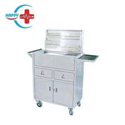 Hc-M035 Stainless Steel Mobile Medical Nursing Cart with Drawers Hospital Patient Emergency Treatment Trolley