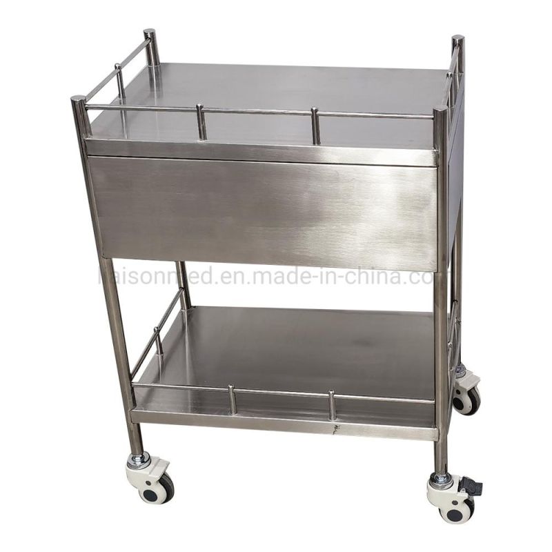 Swivel Casters Liaison Carton Package 730*450*765/855/910mm Stainless Steel Instrument Trolley