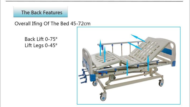 3 Cranks Fowler Manual Hospital Bed with Aluminum Alloy Side Rails