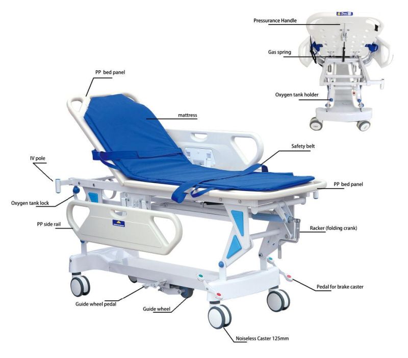 Theatre Patient Emergency Trolley Medical Stretcher Transport