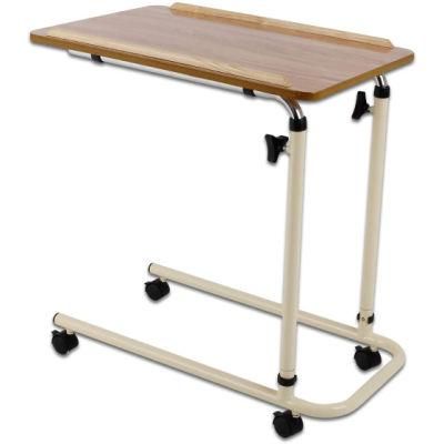 Laminated Top Days Overbed Table with Castors, Height Adjustable Laptop Bedside Table Desk with Wheels