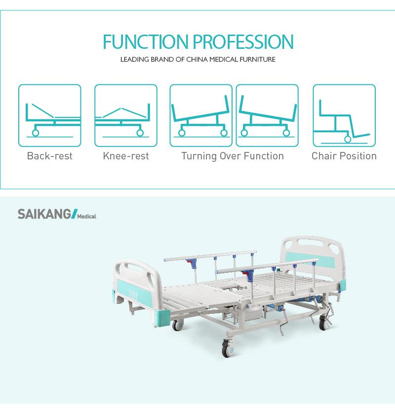 Sk-A07 Medical ABS Manual Patient Bed with Siderails