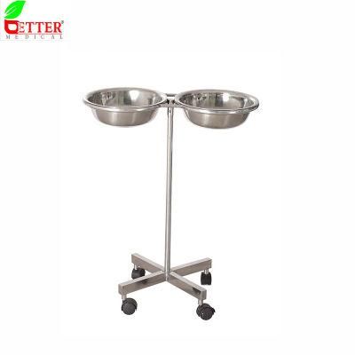 Stainless Steel Surgical Instrument Double Bowls Medical Bowl Stand
