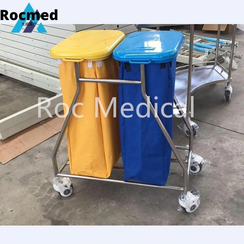 Factory Price Stainless Steel Linen Trolley Hotel Dressing Treatment Clothing Morning Nursing Dirt Laundry Cart