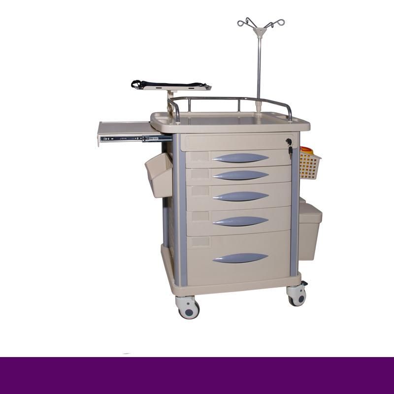 Multifunctional Crash Cart Hospital ABS Emergency Trolley - Rh-C188