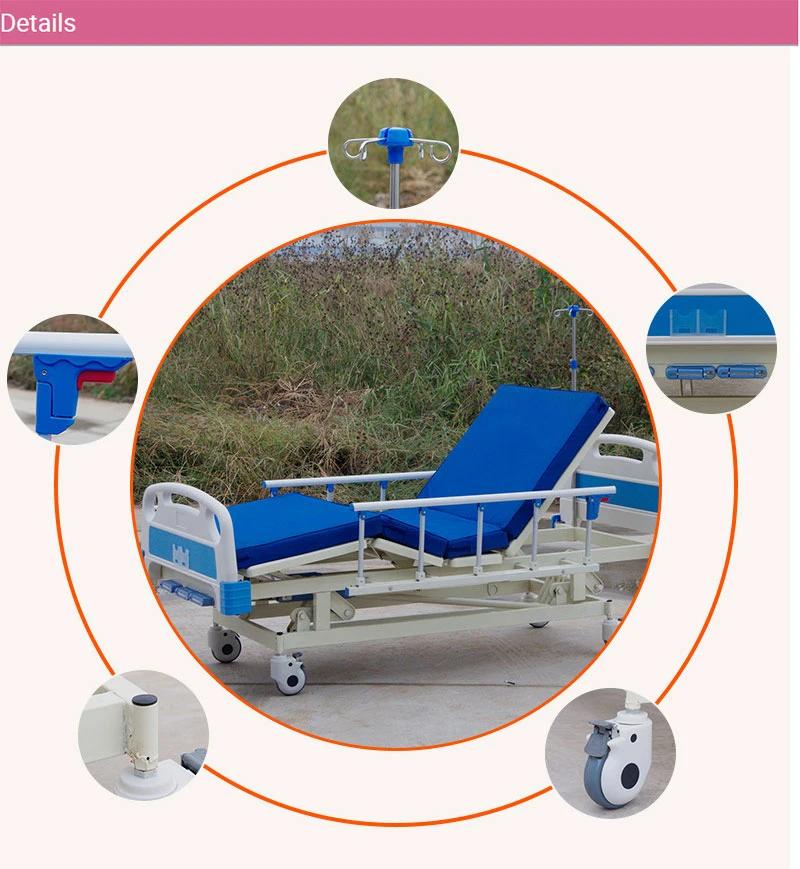 Cross-Border Wholesale 2022 New Hospital Bed, Back Lift, Leg Lift Function with Roller Home Hospital Bed Factory Direct Supply