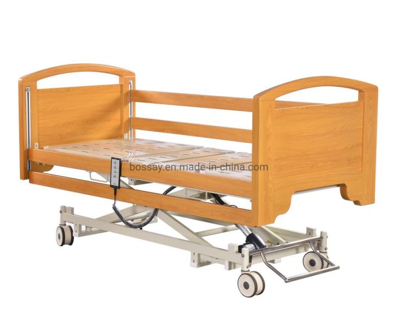 Ultra Low Three Functions Wooden Hospital Electric Home Care Bed