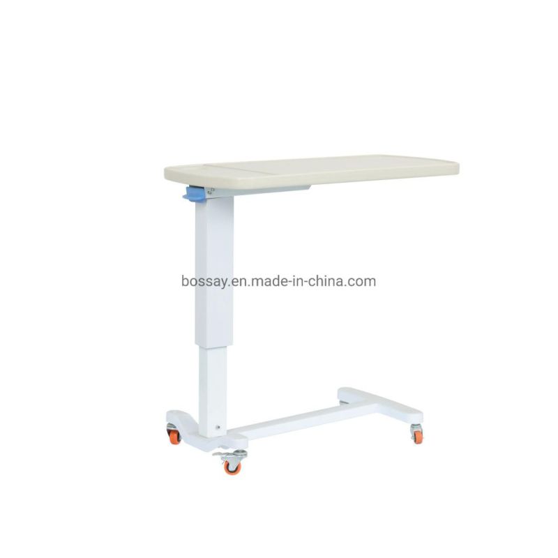Mobile Laptop Cart Medical Equipment Nursing Movable Wood Over Bed Table, Hospital Furniture Patient Eat Dining Desk