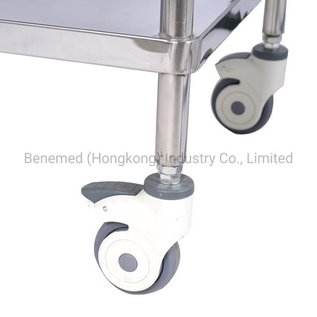 Top Quality Movable Stainless Steel Hospital Emergency Trolley Treatment Cart with Wheels