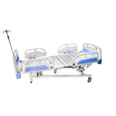 ABS 5 Function Adjustable Medical Furniture Folding Electric Patient Nursing Hospital Bed with Casters