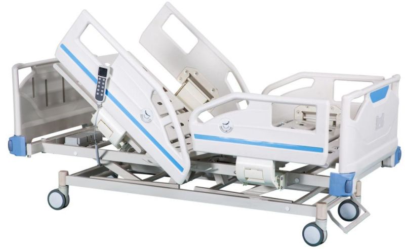 Multifunction Folding Medical Furniture Adjustable Electric Nursing Hospital Bed with Central Control Casters